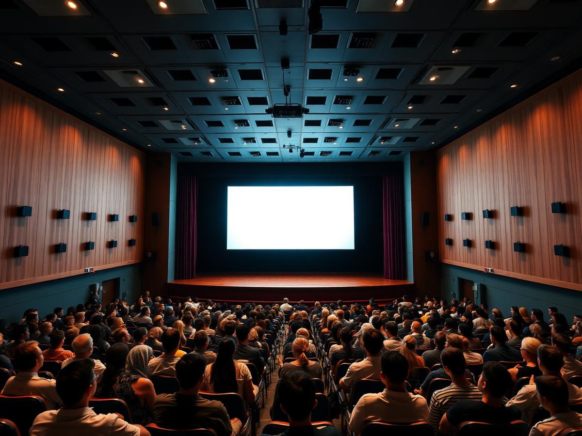 Assembly hall doubles as an exam briefing and screening venue